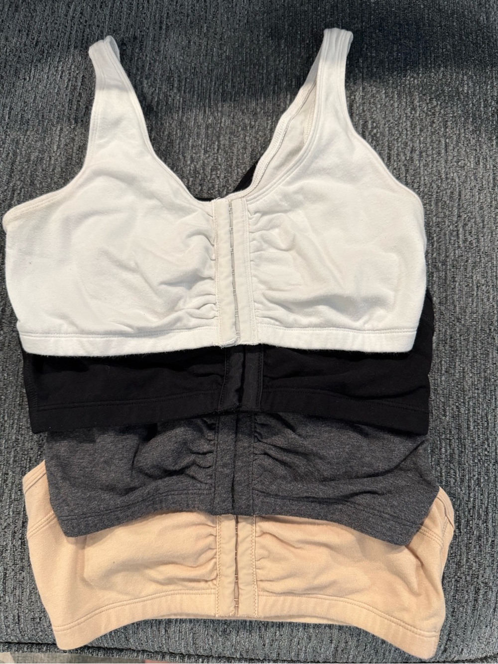 Set of 4 Wireless Front-Closure Bralettes in White, Black, Gray & Nude